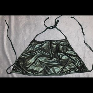 Green latex crop top